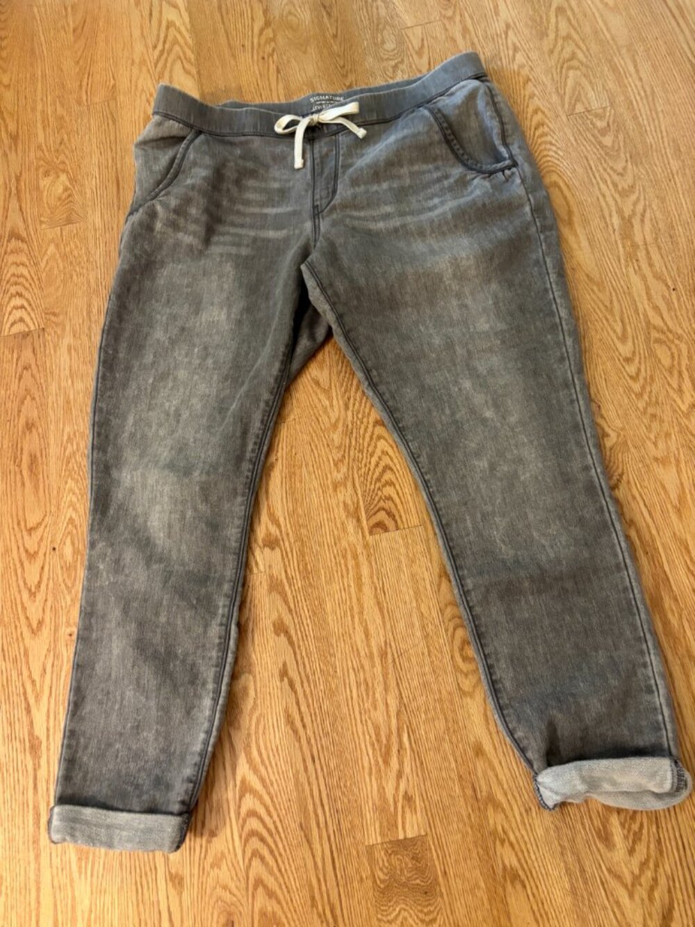 Levis Strauss Jogger Pants Womens Size 4 Gray Drawstring Pockets Mid Rise